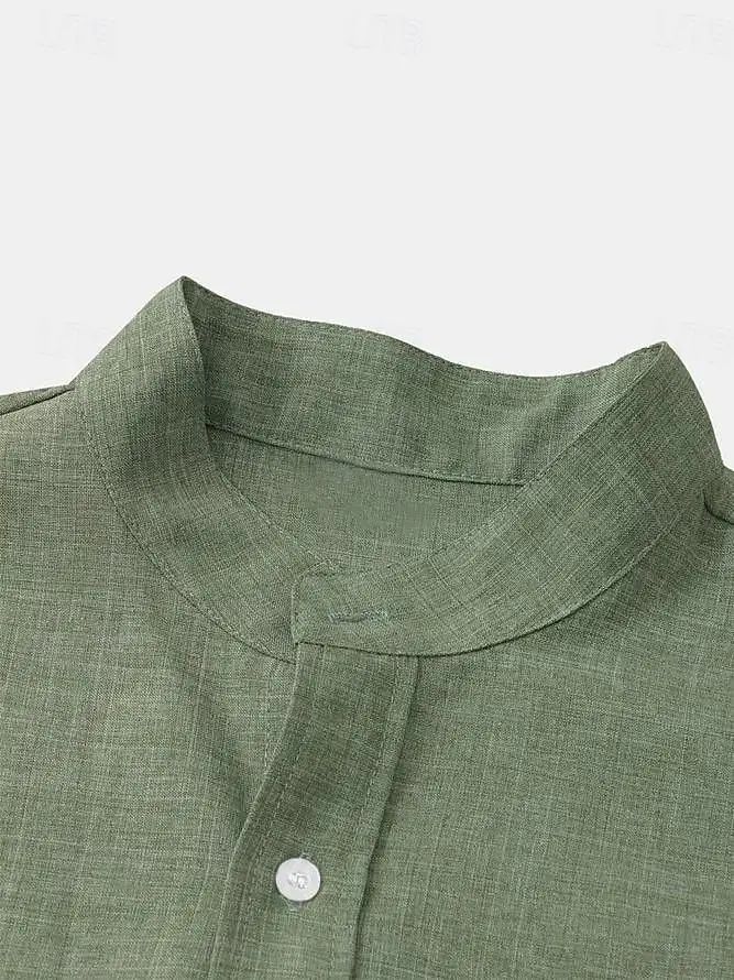 FEGKZLI Men's Fashion Short Sleeve 100% Cotton Linen Shirt Casual Oversized Loose Beach Shirts