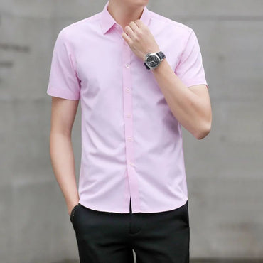 Summer Short Sleeve Men's Dress Shirt Anti-Wrinkle Easy Care Workwear Formal Business Suit Shirt for Sales Professional