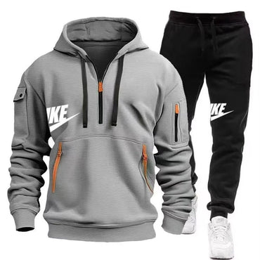 2025 New men's autumn and winter suit zipper hoodie + trousers suit casual men's sportswear warm suit