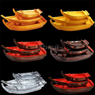 Black red sushi sashimi boat ice food seafood plate salmon sashimi tray Creative Japanese food container sushi barrel decor boat