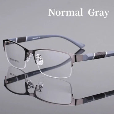 Business Men's Photochromic Myopia Glasses Unisex Half Frame Square Near Sight Eyeglasses Optical Prescription Minus Eyewear