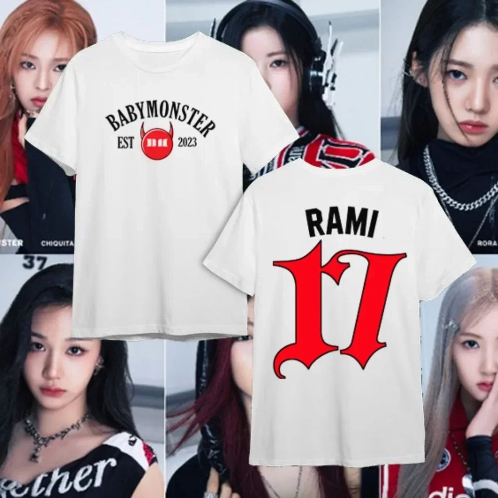 Babymonster Tshirt Women's Crew Neck Printed T-Shirt Bias Ahyeon Asa Rami Rora Ruka Rami Pharita Chiquita