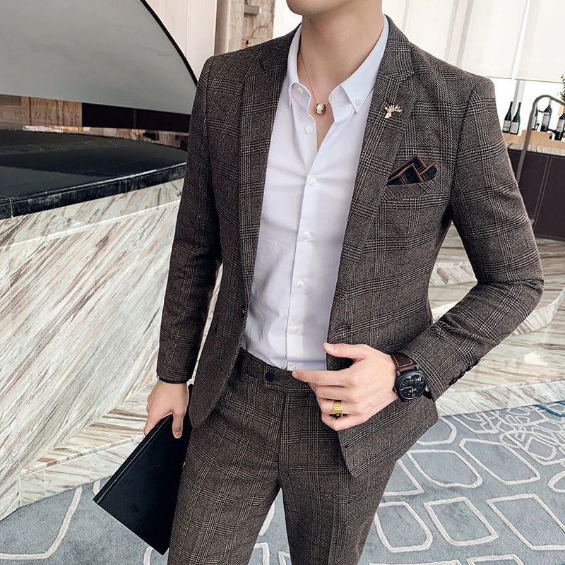 Blazer Plus Size 7XL Men's Blazer Fashion Business Italian Style Linen Leisure Wedding for Office Workers Assembling A Blazer