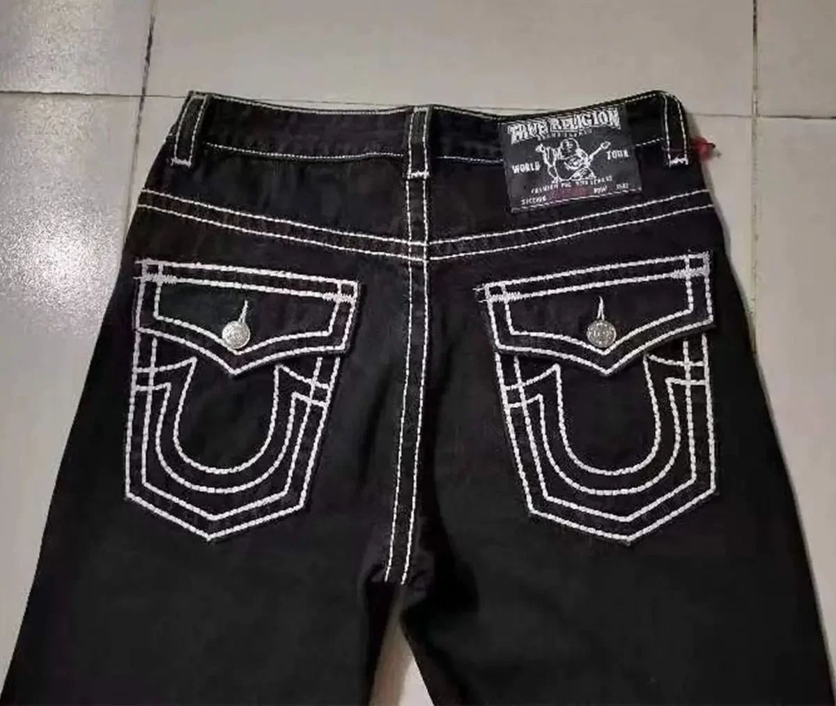 Vintage Y2k Buddha Embroidered Jeans for Men Clothing Casual High Street Straight and Versatile Men Jeans Baggy Men Pants
