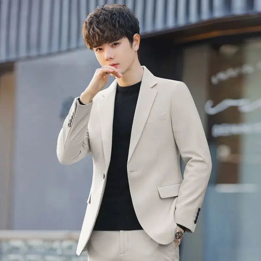 Jacket for Men Dress Jackets Coats Double Breasted Black Business Man Suits and Blazers Simple New in Korean Style Clothes 2025
