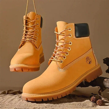 Boots Men High Top Boots High Quality Women Leather Shoes Fashion Outdoor Sneakers Men Lace Up Non-Slip Ankle Boots for Couple