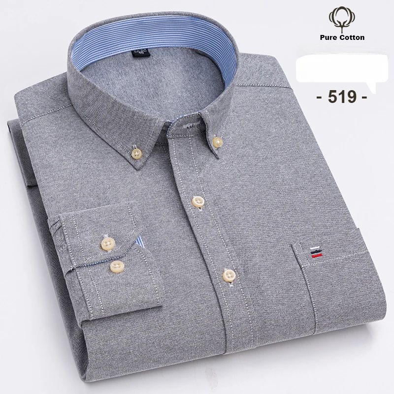 over size 7XL100%Cotton Oxford long-sleeve shirts for men slim fit formal plain shirt office white clothes elegant business tops