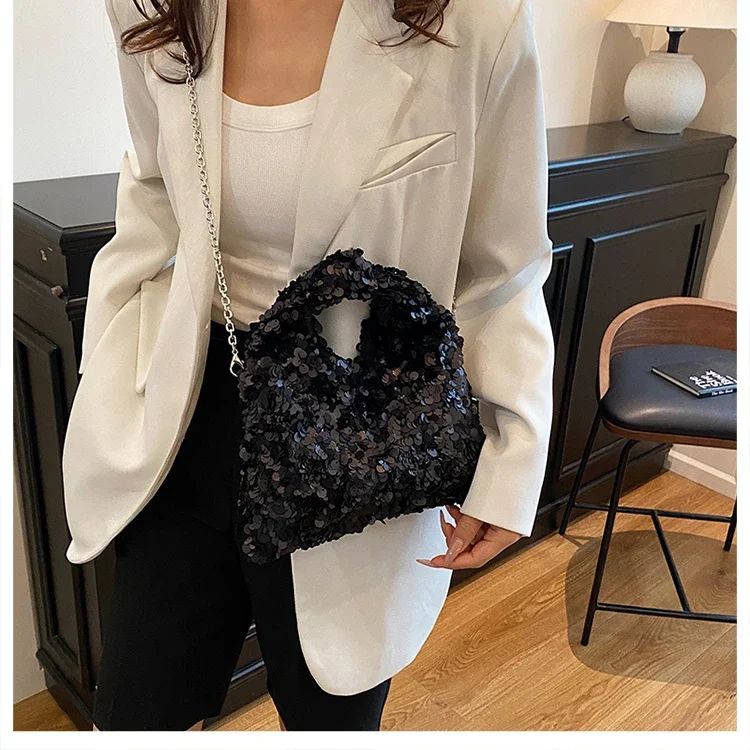 Exquisite Shining Sequins Square Women's Shoulder Bag Popularity Stylish Design Handbags High Quality Solid Sweet Crossbody Bags