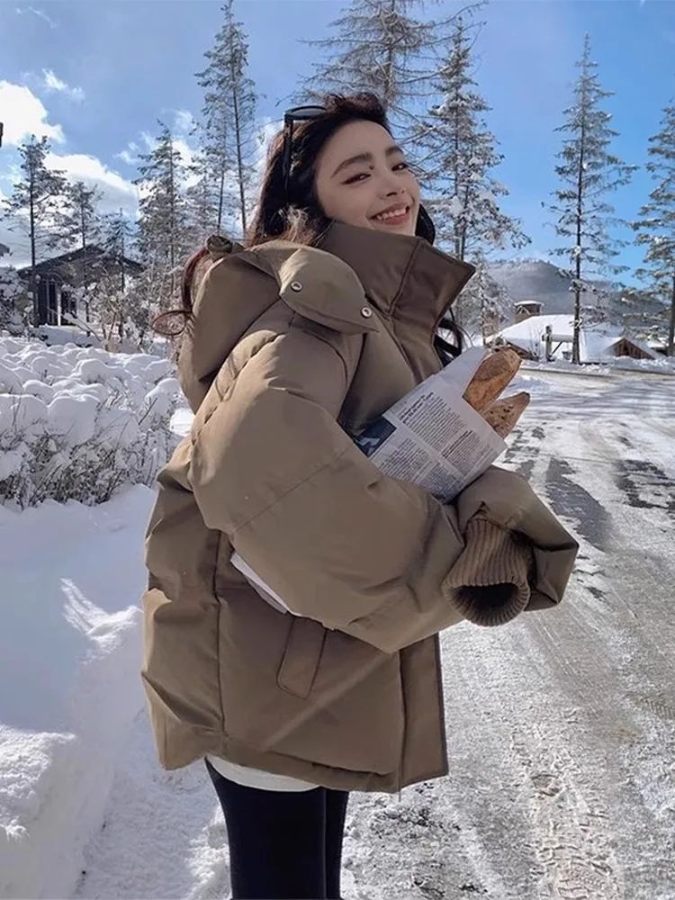 Winter Grey Heart Shaped Short down Cotton Jacket Men Women Couple Bread Style Outerwear Unique Design Sensation Coat