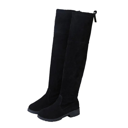 Winter women new knee high boots Outdoor suede antislip shoe Roundtoe casual elastic boot Comfortable fashion ladies shoes Botas
