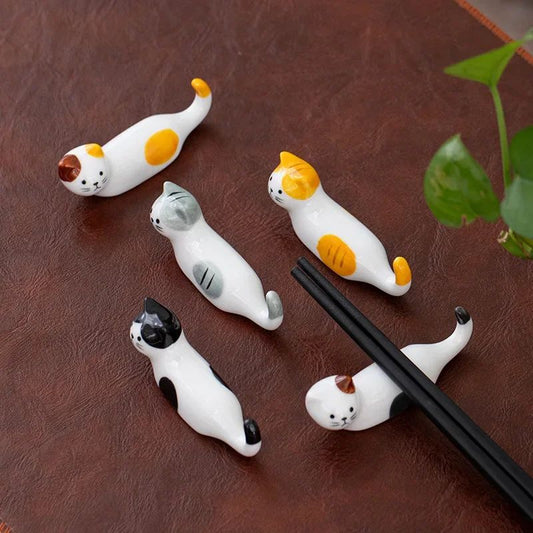 5 peças Kawaii Gato Suporte para Hashi Cerâmica Descanso de Hashi para Casa Restaurante Acessórios de Mesa Suprimentos Apoio de Hashi