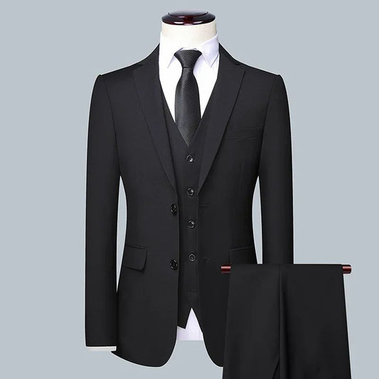 High quality Men Solid color Business - stylish handsome groom best man wedding dress 3/2/1 Single piece optional