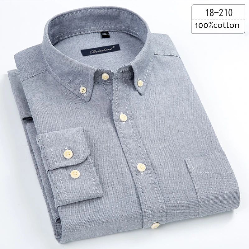 New in shirt plus size 8xL long-sleeve 100%cotton shirts for men slim fit formal plain shirt soft white black office clothes