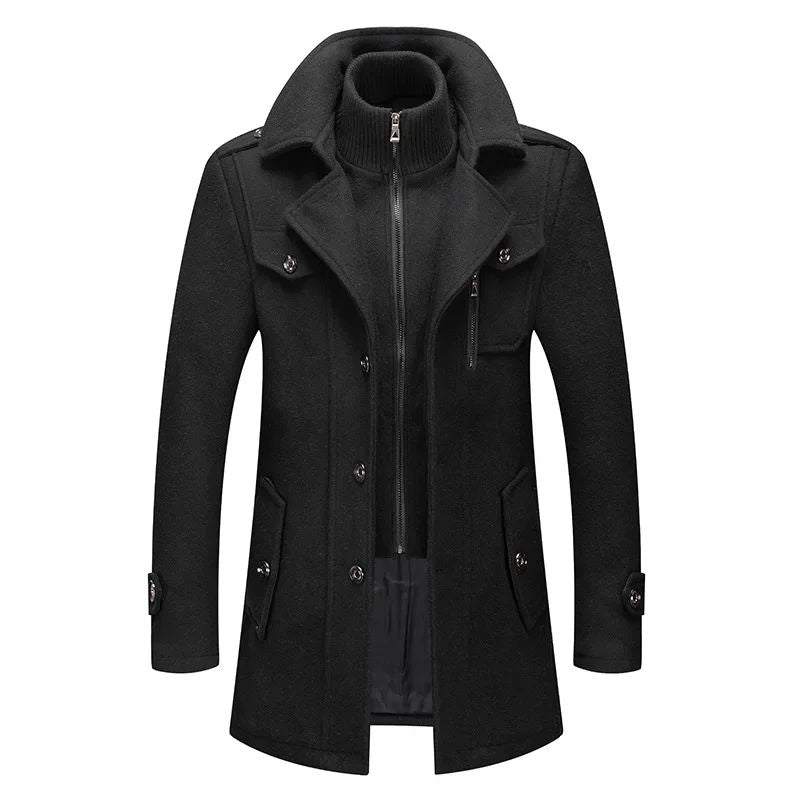 Overcoat 4XL Autumn Winter Mens Wool Trench Coats Fashion Middle Long Jacket Male Double Collar Zipper Coat Windbreak Woolen