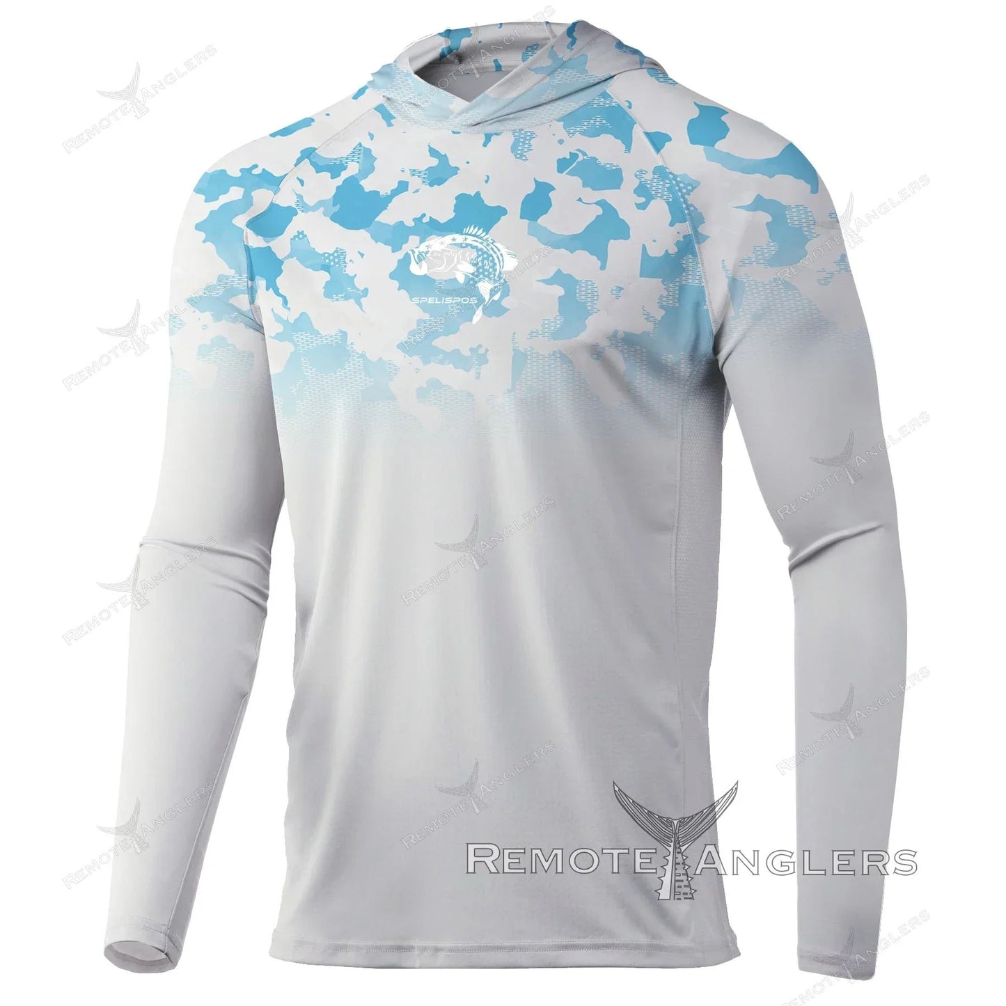 Moletom Masculino com Capuz para Pesca Camisa de Manga Longa com Proteção Solar Roupa de Pesca para Uso Externo Respirável UPF50+ Roupa para Pesca