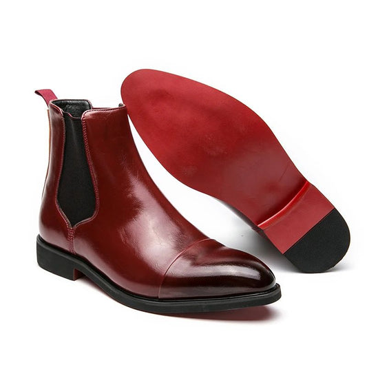 Chelsea Men's Boots with Red Sole, Ankle, Business Round Toe Slip on Sleeve Aura, Men's Boots Size 38-46 Men's Shoes Men's Boots