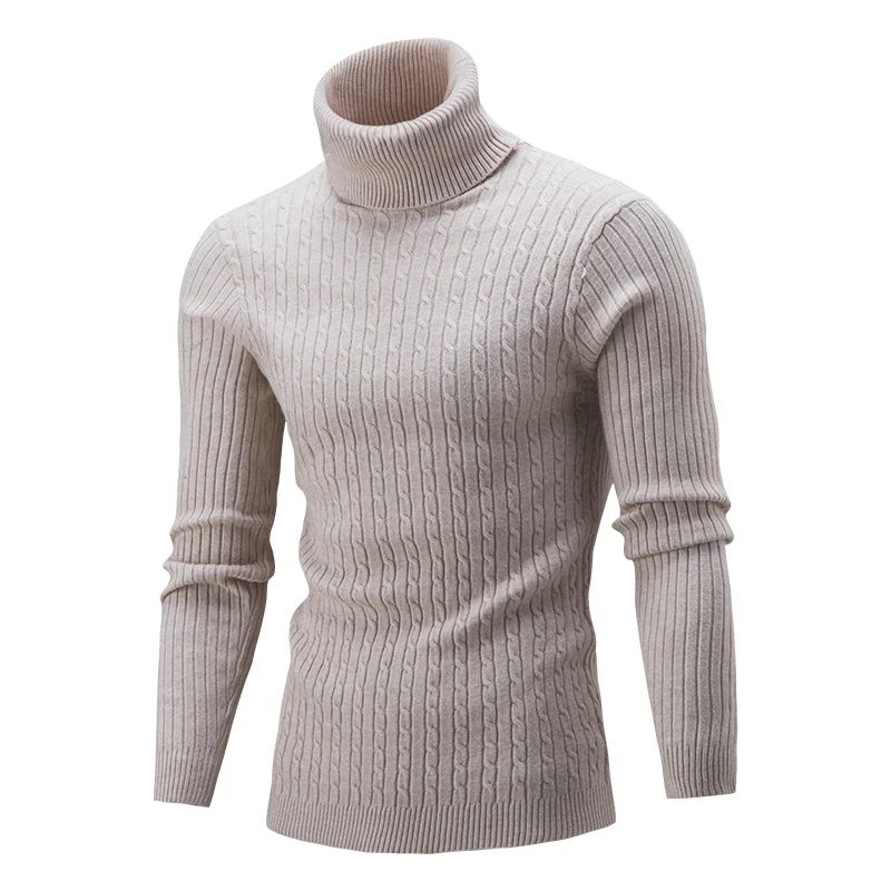 2025 Men's Warm Sweater Long Sleeve Turtleneck Sweater Retro Knitted Pullover Sweaters