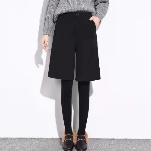 Women Clothing Autumn Winter Fashion Simplicity Woolen Cloth Trousers Female Appear Thin High Waist Loose Large Size Casual Pant