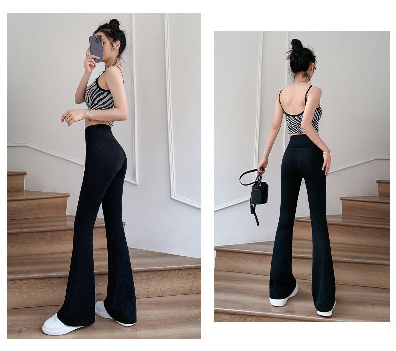 Women Flare Pants Slim High Waist Solid Sexy Shark Flare Pants Fashion Casual St