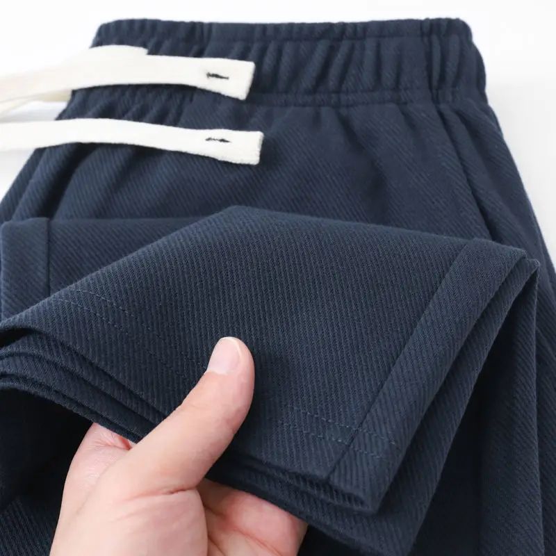 Men's Casual Pants Solid Elastic Waist Pocket Drawstring Loose Straight Sports Versatile Trouser Male Sweatpant Solid Breathable