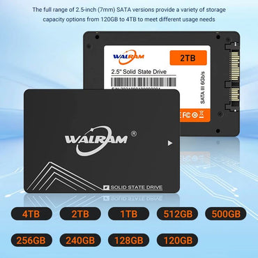 Walram 2.5 SATA 3 SSD 120GB 128GB 240GB 256GB Hard Disk 1TB 512GB 480GB SATA3 Solid State Drive 1 TB HDD For Laptop PC Desktop