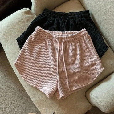Women Shorts Summer High Elastic Lace Up Drawstring Wide Leg Sweat Short Shorts for Women Women Clothing Womens Shorts