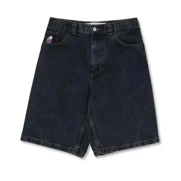 Y2K Denim Shorts Mens Womens HCW Striped Embroidery Retro Loose Summer Shorts Harajuku Hip Hop Casual Gym Shorts Streetwear New