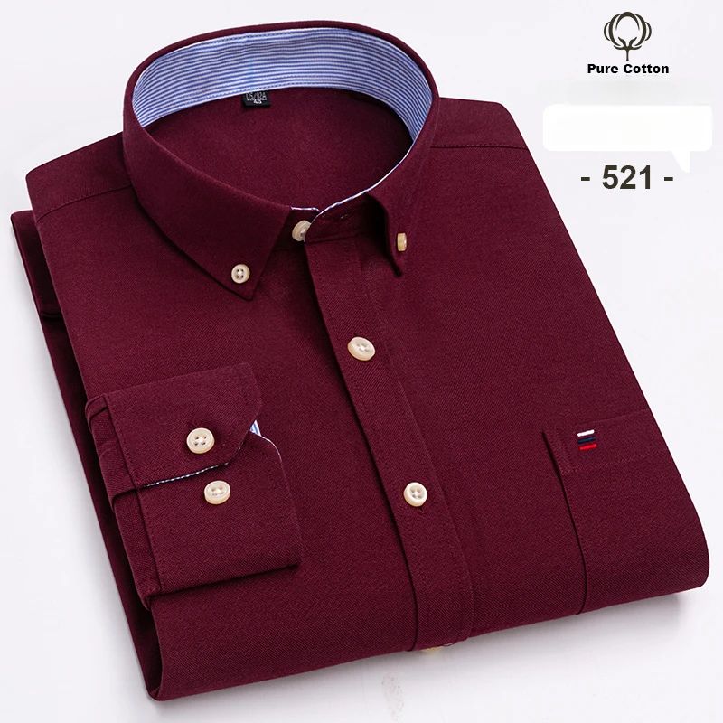 over size 7XL100%Cotton Oxford long-sleeve shirts for men slim fit formal plain shirt office white clothes elegant business tops
