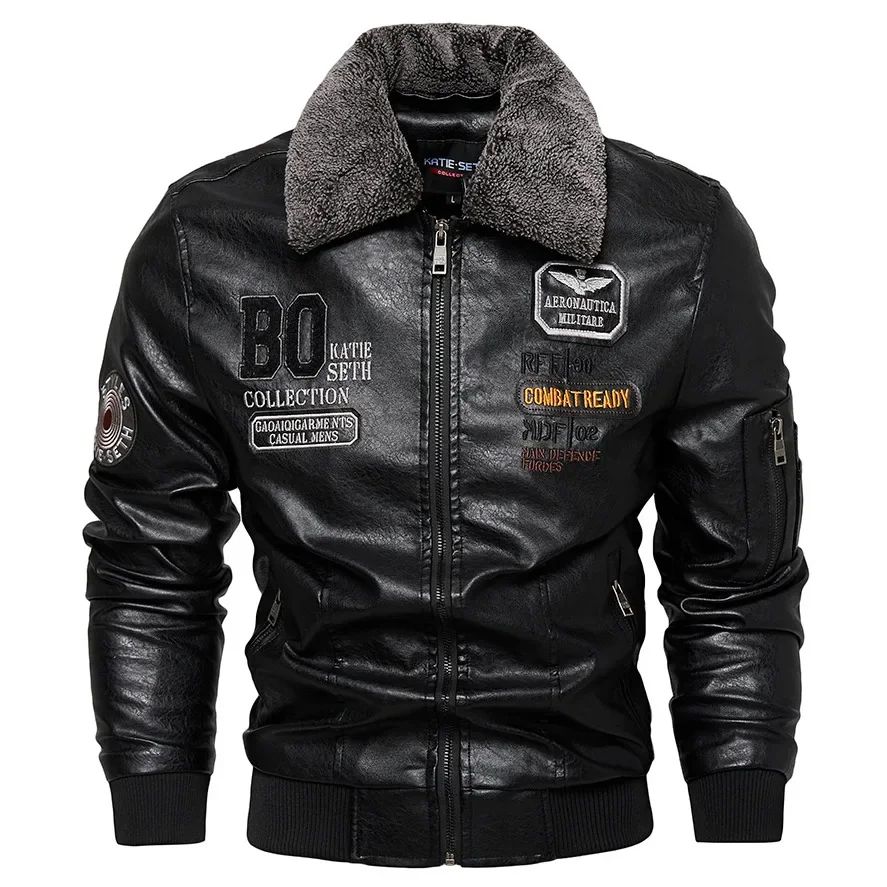 Business new Slim Genuine Leather Bomber Jacket Men Slim Leather Flight Jacket Black Pilot Coat High Quality Male Warm Jackets