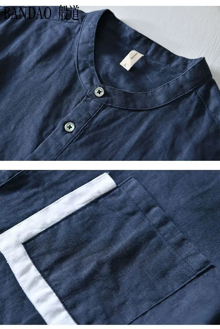 Chinese Style Spring and Summer Loose High-end Men's Linen Short-sleeved Cotton Linen Casual Breathable Shirt Collar T-shirt