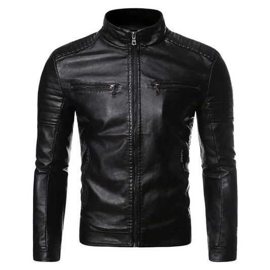 Zipper Korean Fashion Leather Sheepskin Trend Casual Fit Slim Baseball Clothes Men Leather Jacket Autumn New Men Leather Coat