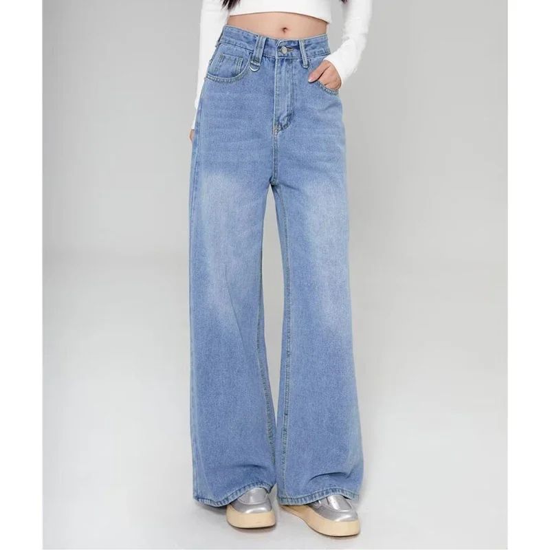 Summer Men Baggy Jeans Unisex Vintage American Style Straight Wide Leg Denim Pants Fashion Brand Hot Sale Casual Trousers