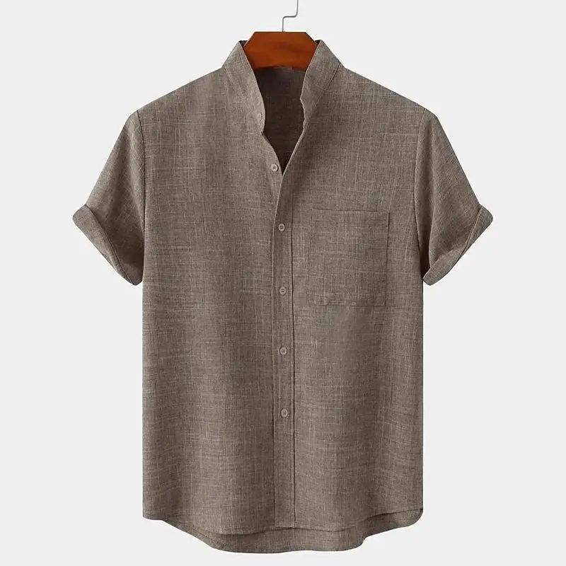 FEGKZLI Men's Fashion Short Sleeve 100% Cotton Linen Shirt Casual Oversized Loose Beach Shirts
