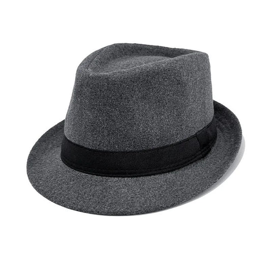 New Fashion Casual Topper for Men British Fashion Black Jazz Hat Wool Versatile Middle-aged Elderly Hat Elegent Trend Fedoras