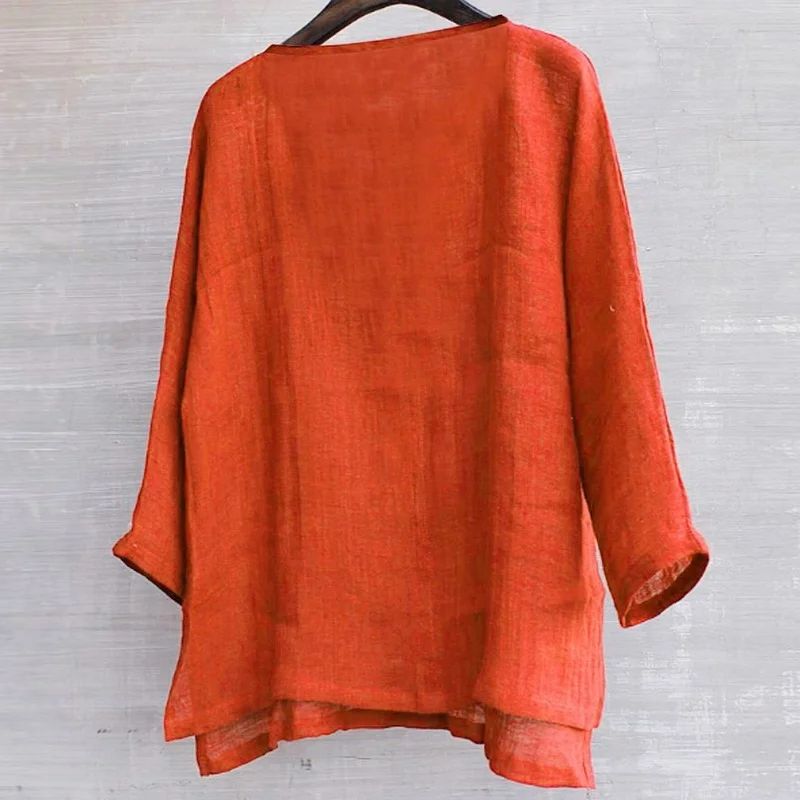 8 Colors!2023 New Linen Shirt Men Brief Breathable Comfy Solid Color Long Sleeve Loose Harajuku Casual Blouse Hawaiian Shirts