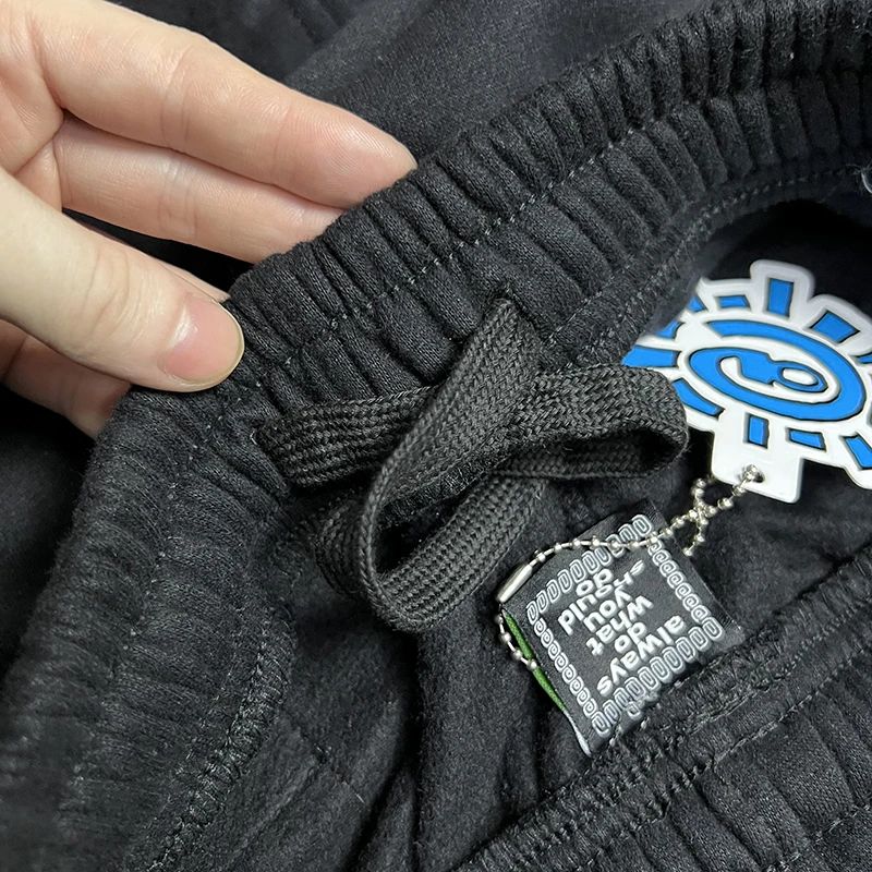 American High Street Black Sweatpants ADWYSD Pants Sunroll Fleece Zipper Pocket Men Women Cleanfit Trousers