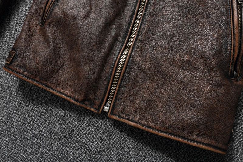 2025 New Leather Jacket Top Layer 100% Cowhide Leather Clothes Men's Stand Collar Motorcycle Clothes Autumn Winter Plus Size