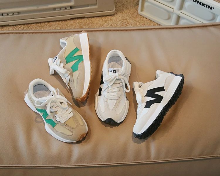 Children's Spring New Leather Upper Sneakers Kids Non-Slip Casual Shoes Boys Girls Soft Sole Students Tennis Toddler Sport Shoes