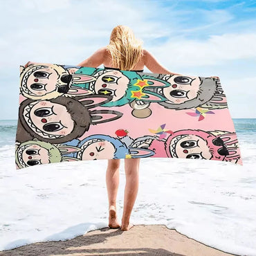 Hot selling labu BU beach towel, absorbent quick drying cartoon bath towel, machine washable, fast shipping, anti fading