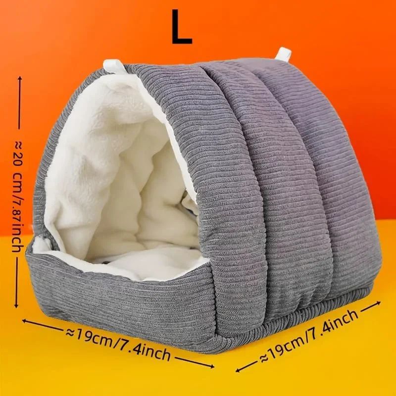 Cama de Pássaro para Gaiola, Cama de Pássaro Quente de Inverno com Pelúcia Macia, Rede Suspensa e Tenda de Cabana, Ninho para Dormir Escondido