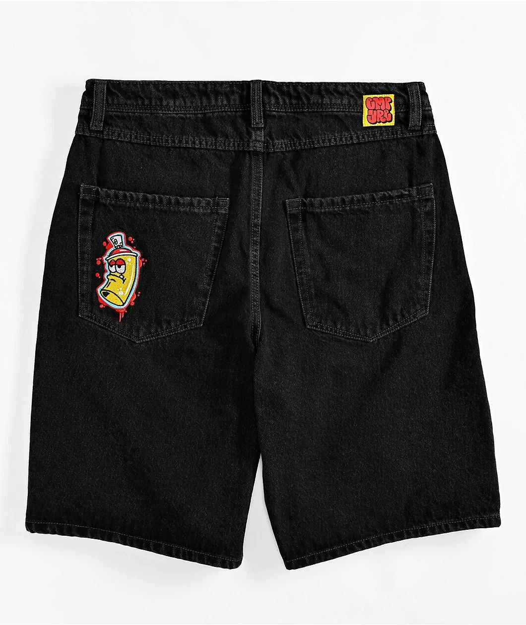 Empyre new gray denim skateboard shorts cartoon embroidery design loose jeans wide leg pants hip hop street Y2K couple pants