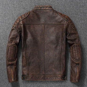 2025 New Leather Jacket Top Layer 100% Cowhide Leather Clothes Men's Stand Collar Motorcycle Clothes Autumn Winter Plus Size