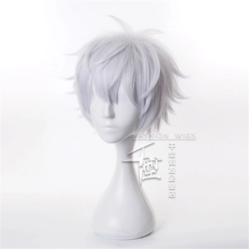 Anime Jujutsu Kaisen Gojo Satoru Lançamento Estado Peruca Cosplay Perucas Sintéticas Pó de Jogo Cabelo Curto Branco Prata Halloween
