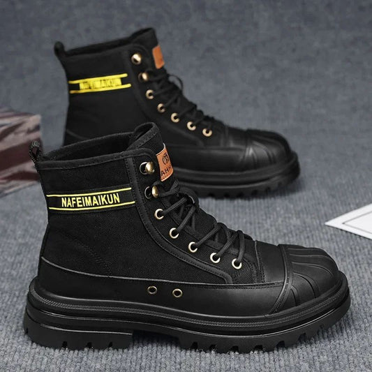 Men's Shoes Autumn and Winter Breathable High-top Boots Heightened Thick-soled All Match Canvas Casual Shoes Mens Boots