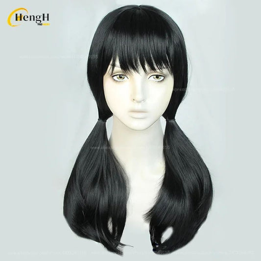 2 Styles Mitaka Asa Synthetic Wig Anime Long 65cm Black Cosplay Wigs With Sticker Heat Resistant Hair Party Unisex Wigs +Wig Cap