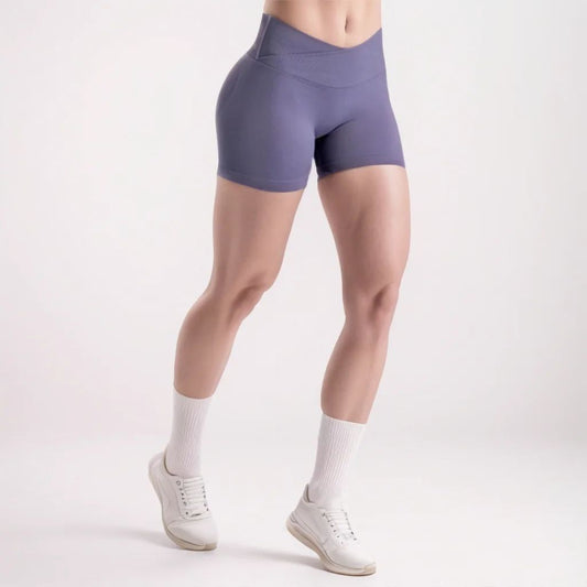 Vision Yoga Shorts Women Cross Low Waist Hip Lifting Seamless Gym Shorts 4.5'' Workout Fitness Scrunch Butt Sports Shorts