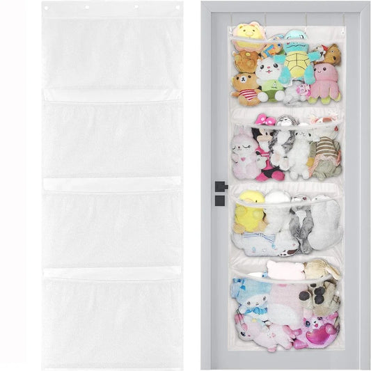 Over Door Hanging Storage Bag for Stuffed Animals & Baby Toys, Hammock Toy Organizer Net, Space-Saving Storage Solution