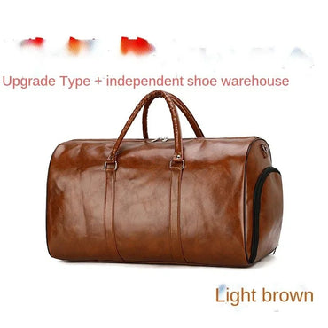 Bolsa de Viagem de Couro Grande Duffle Independente Bolsas de Fitness Grandes Bolsa de Mão Bagagem Bolsa de Ombro Preto Moda Masculina Zíper Pu 2024