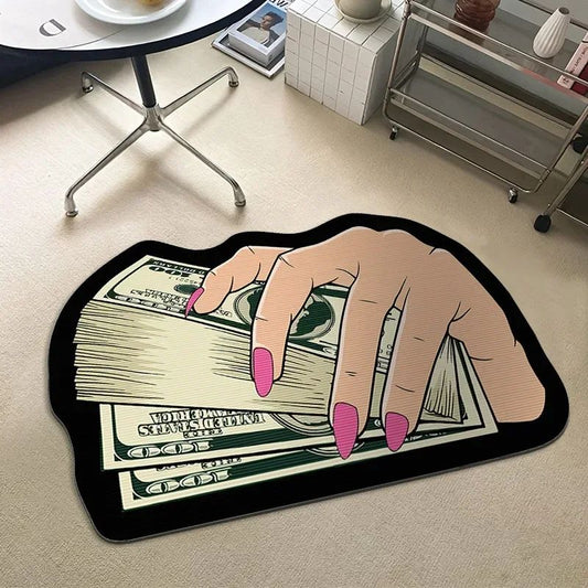 VIKAMA Upgraded Material Personalized Creative Dollar Simulated Money Carpet Living Room Bedroom Kitchen Bathroom Art Rug Mat