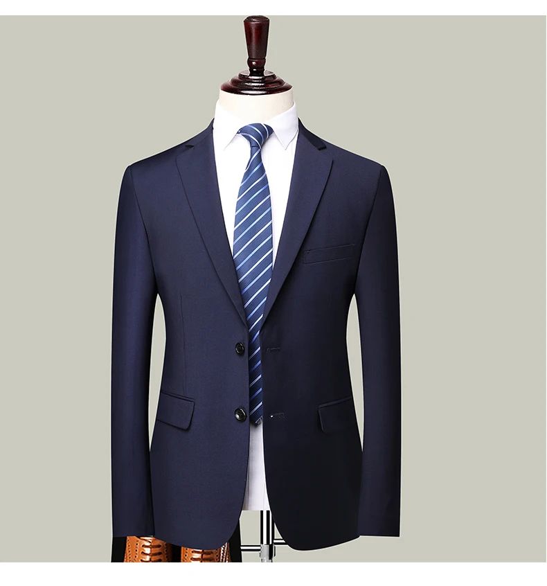 Blazer New Men's Fashion Business Solid Color British Style Professional Work Groom Wedding Dress Best Man Blazer Jacket
